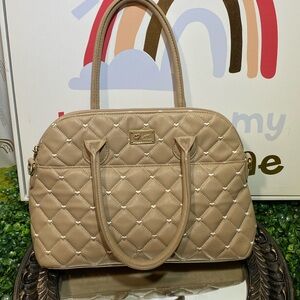 Betsey Johnson Quilted Beige Shoulder Bag